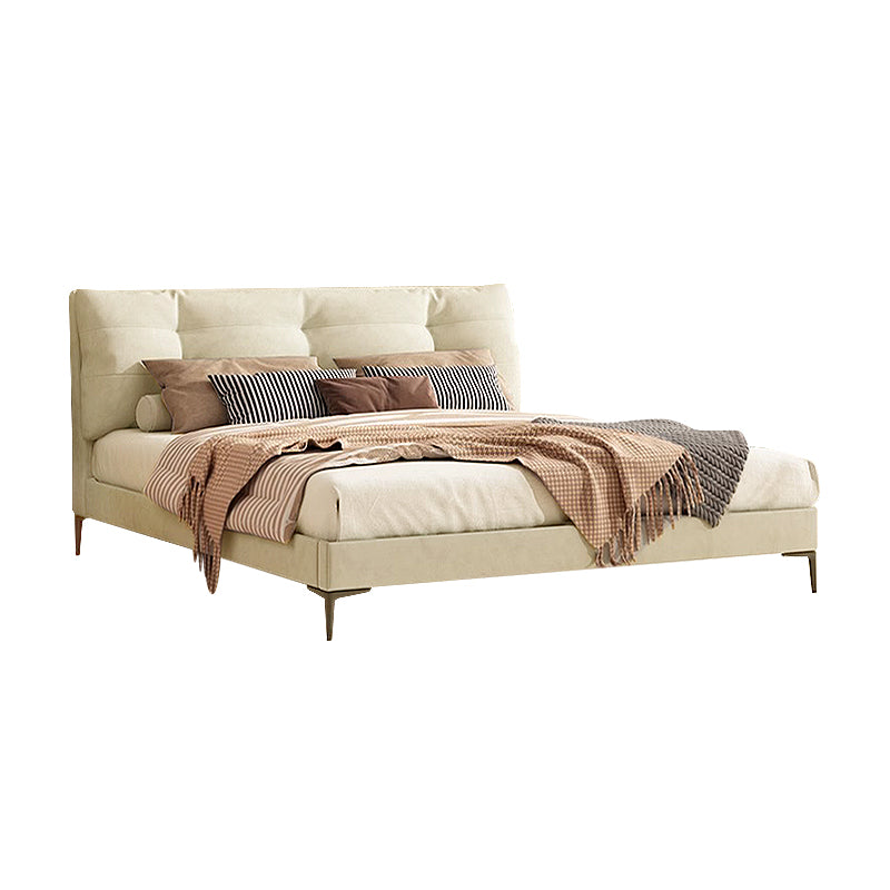 Genuine Leather/Cream White/Soft-Covered/Solid Wood Bed/153