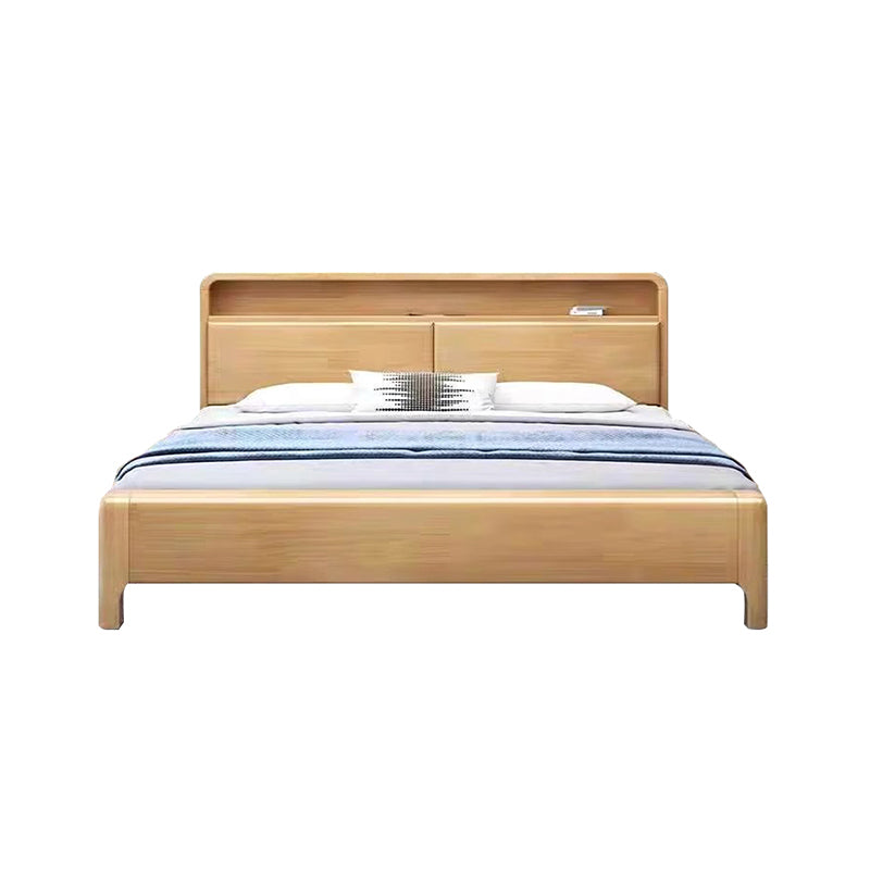 Wood Single Bed with Headboard Storage Cabinet