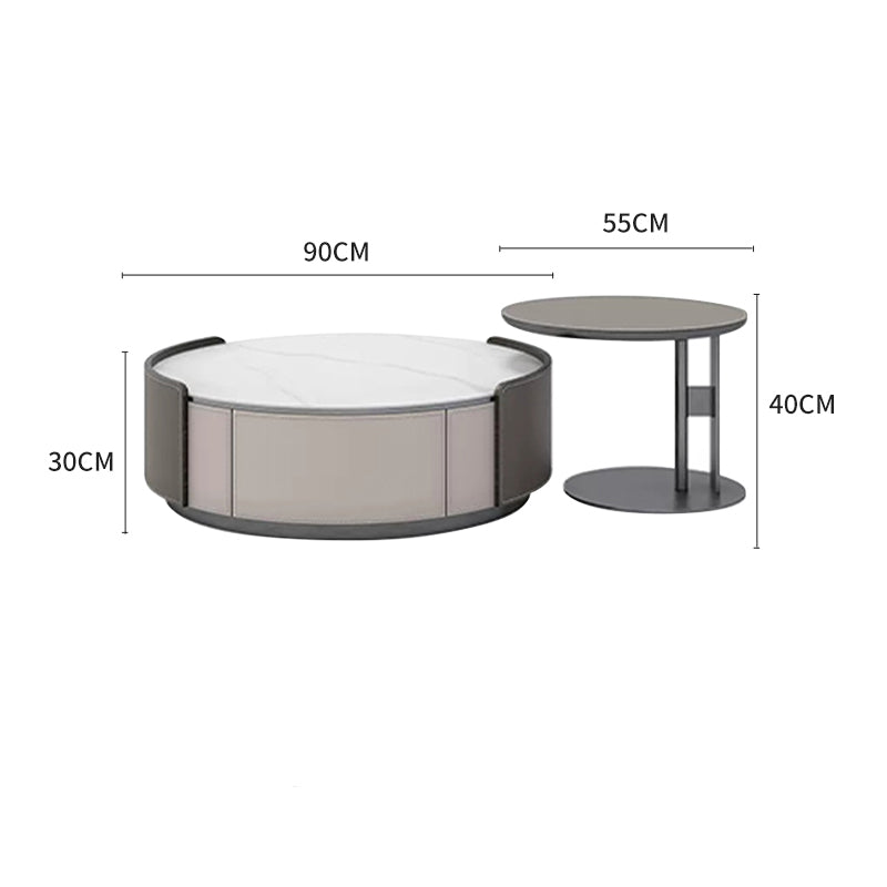 White Gray/Color Combination/Saddle Leather/Snow Mountain/Coffee Table