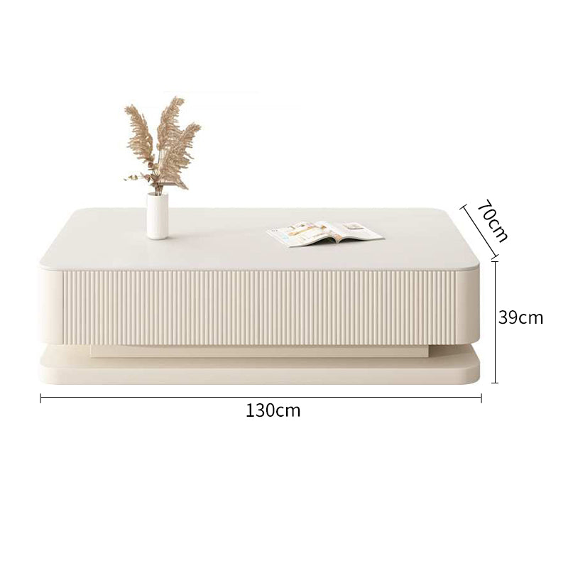 Pre Sale Pure White Stone & Solid Wood Carved Coffee Table