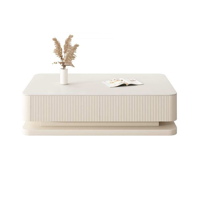 Pre Sale Pure White Stone & Solid Wood Carved Coffee Table
