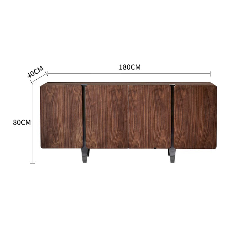 Pre Sale Walnut Grain Sideboard with Black Brushed Titanium Accents