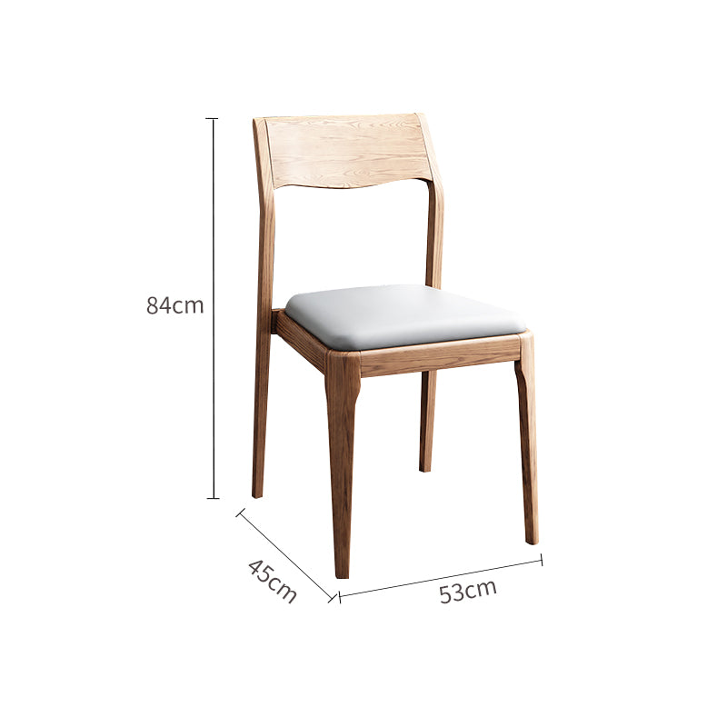 Walnut-Stained Ash Wood Dining Chair with Gray Cat-Claw Upholstered Seat