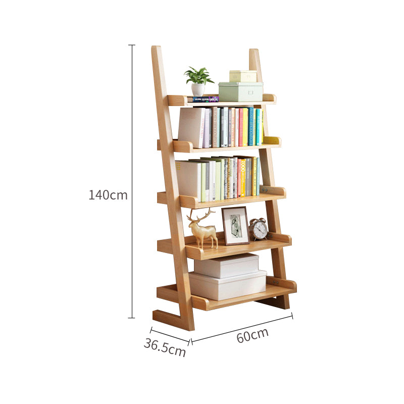 Multi-Layer Solid Wood Bookshelf with L-Shaped Base
