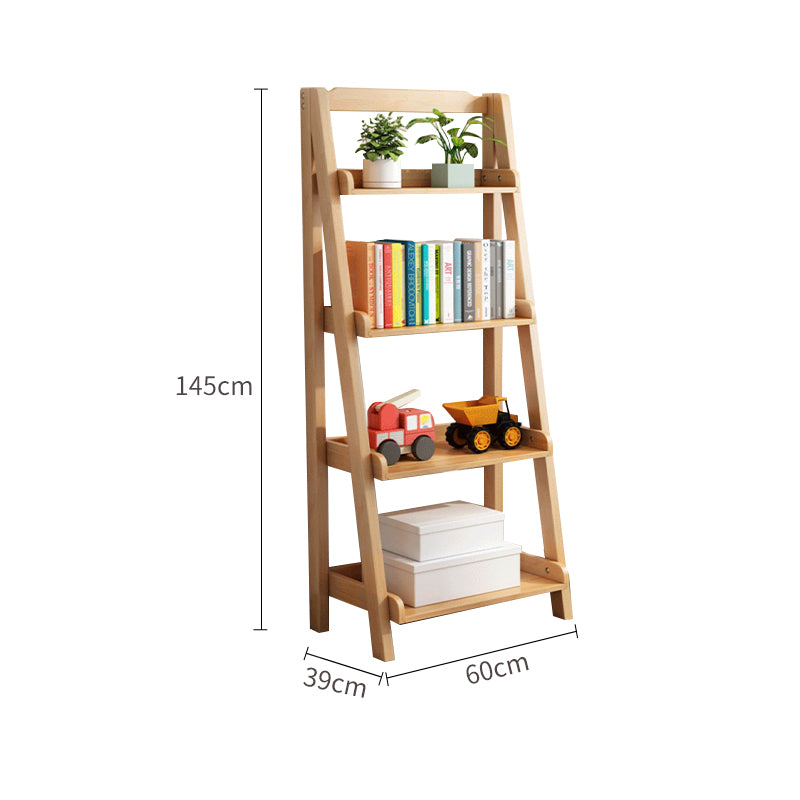 Multi-Layer Solid Wood Bookshelf with A-Shaped Base