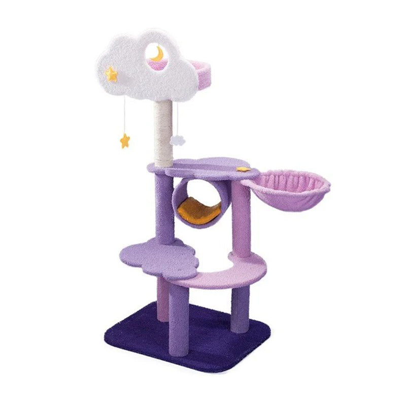 Purple Moon & Star Double Cloud Double-Layer Cat Scratching Tree