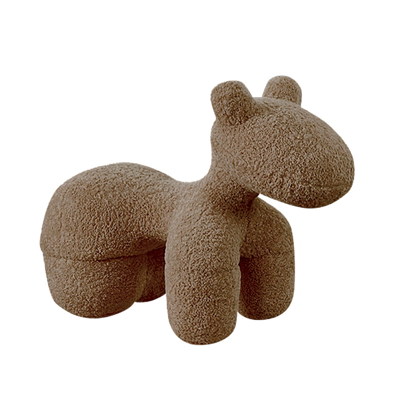 Horse-Shaped Ottoman Stool Lamb Fleece