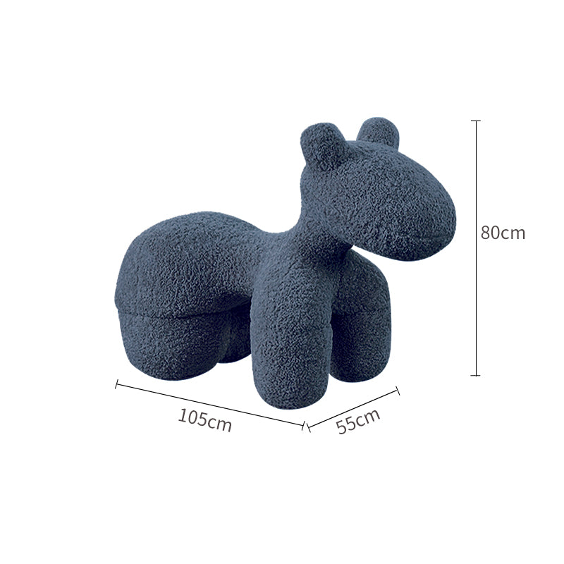 Horse-Shaped Ottoman Stool Lamb Fleece