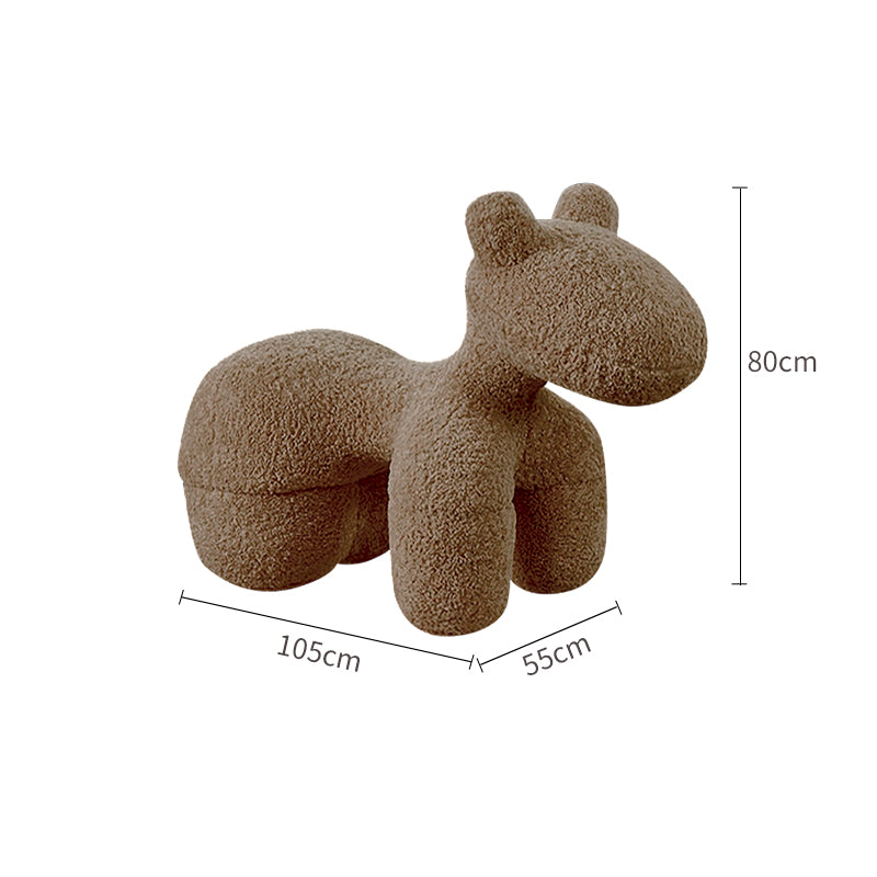 Horse-Shaped Ottoman Stool Lamb Fleece