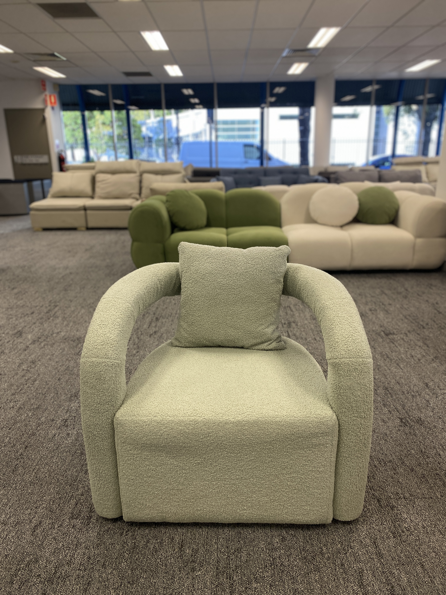 Soft Curved Lounge Chair - Lamb Plush Fabric