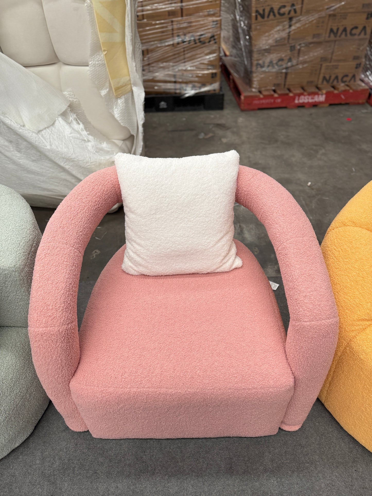 Soft Curved Lounge Chair - Lamb Plush Fabric