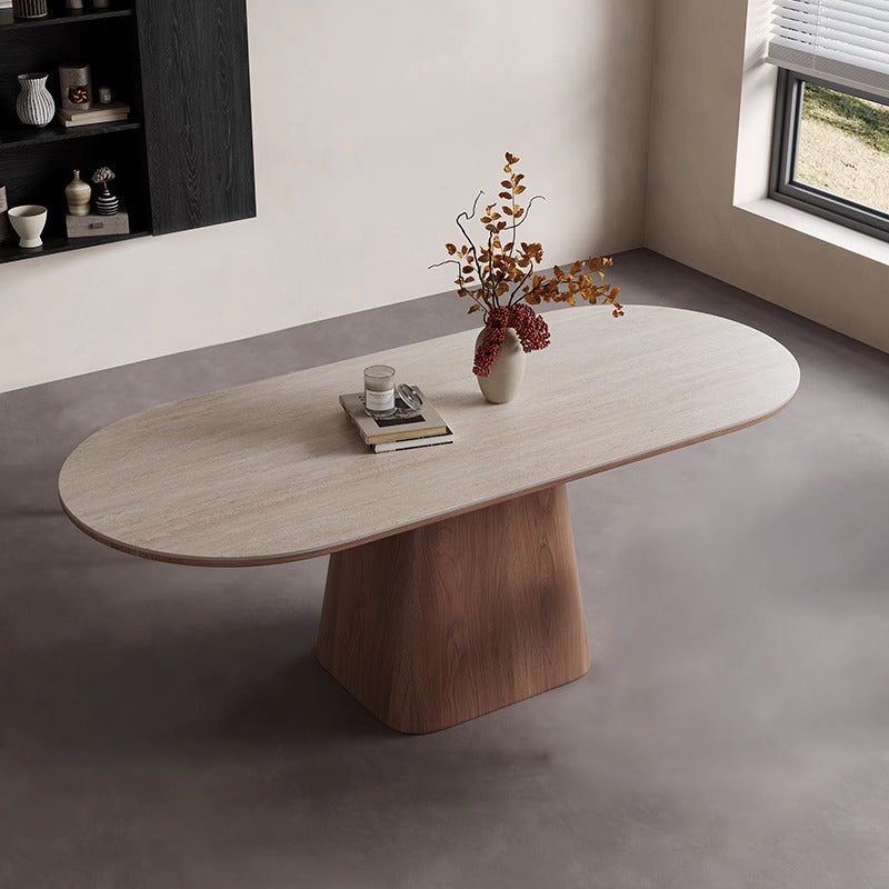 Rock Board Double End Round Dining Table