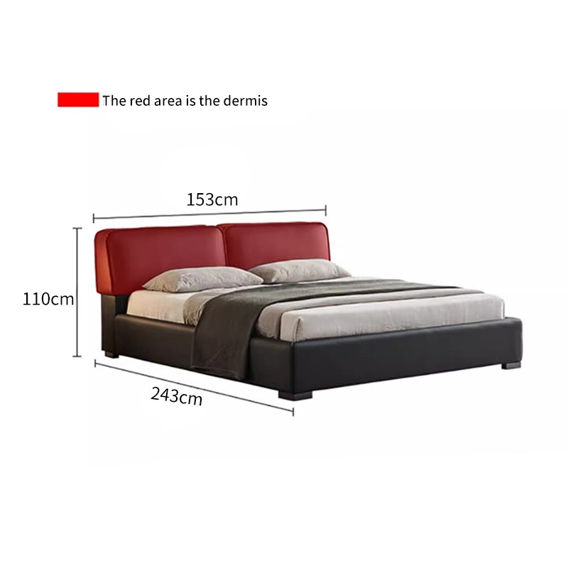 Genuine Leather/Black Cowhide/Soft Package/Solid Wood/Soft Bed 153-183