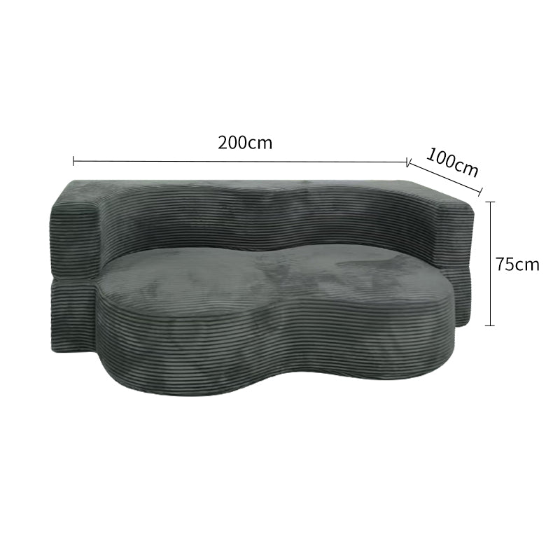 Grey Corduroy Convertible Sofa/Sofa Bed