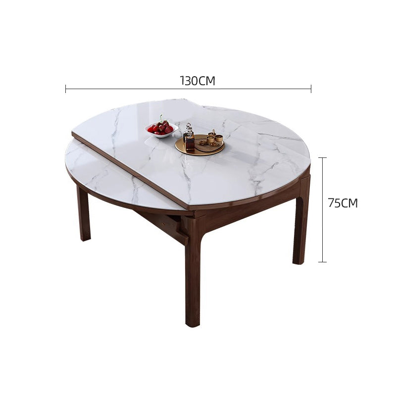 Round Slate/Solid Wood/Dining Table/6 Chairs