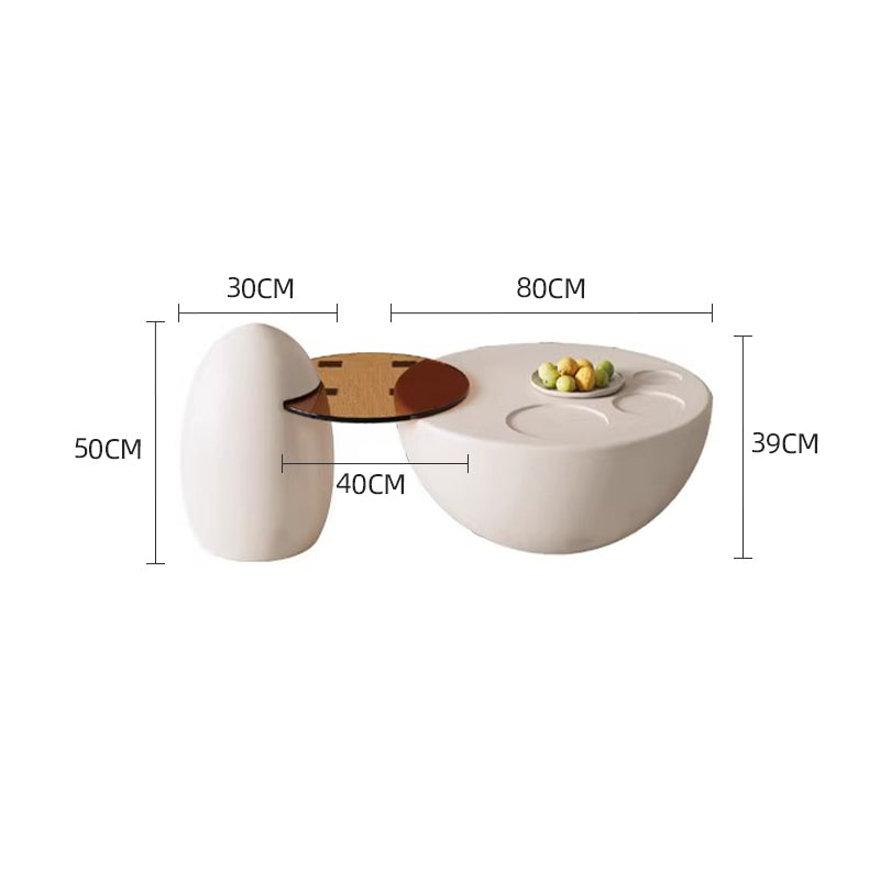 Cream White/Glass/Solid Wood/Large/Small Coffee Table