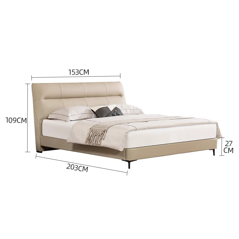 Genuine Leather/Light Gray/Soft-Covered/Solid Wood Bed/153/Bedside Table