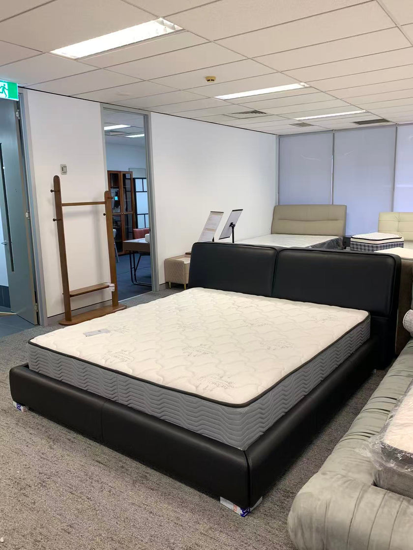 Genuine Leather/Black Cowhide/Soft Package/Solid Wood/Soft Bed/153/183