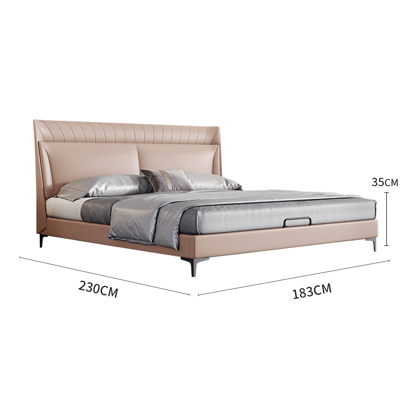 Nordic Light Khaki Genuine Leather Bed/153/183