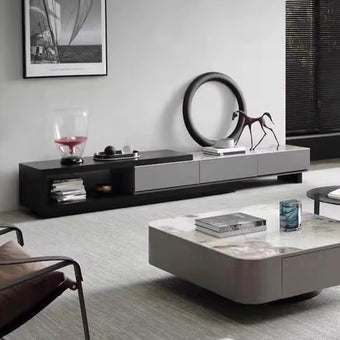 Solid Wood Extendable TV Cabinet with Sintered Stone Top Pandora-Style
