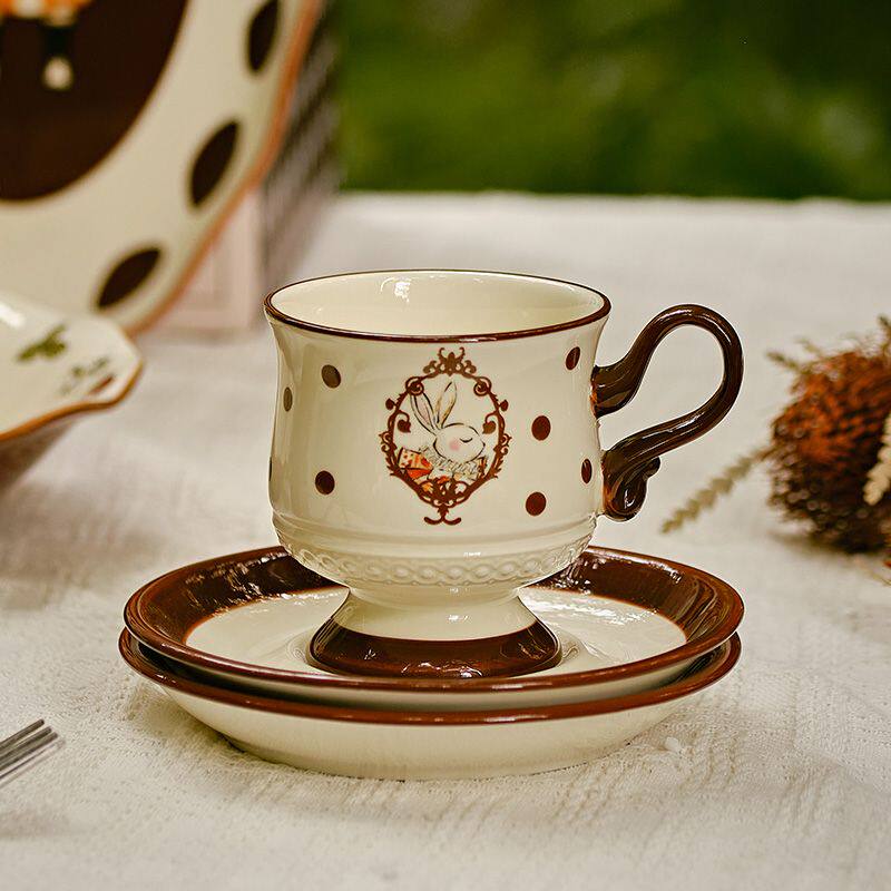 Vintage Bunny Coffee Cup and Saucer Set