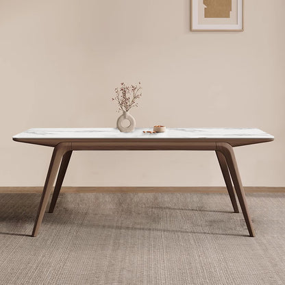 Bright Snow Mountain White Rock Board Dining Table/No Chairs