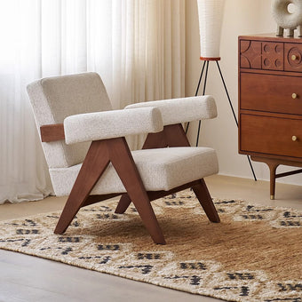 Off-White Linen Chandigarh Lounge Chair