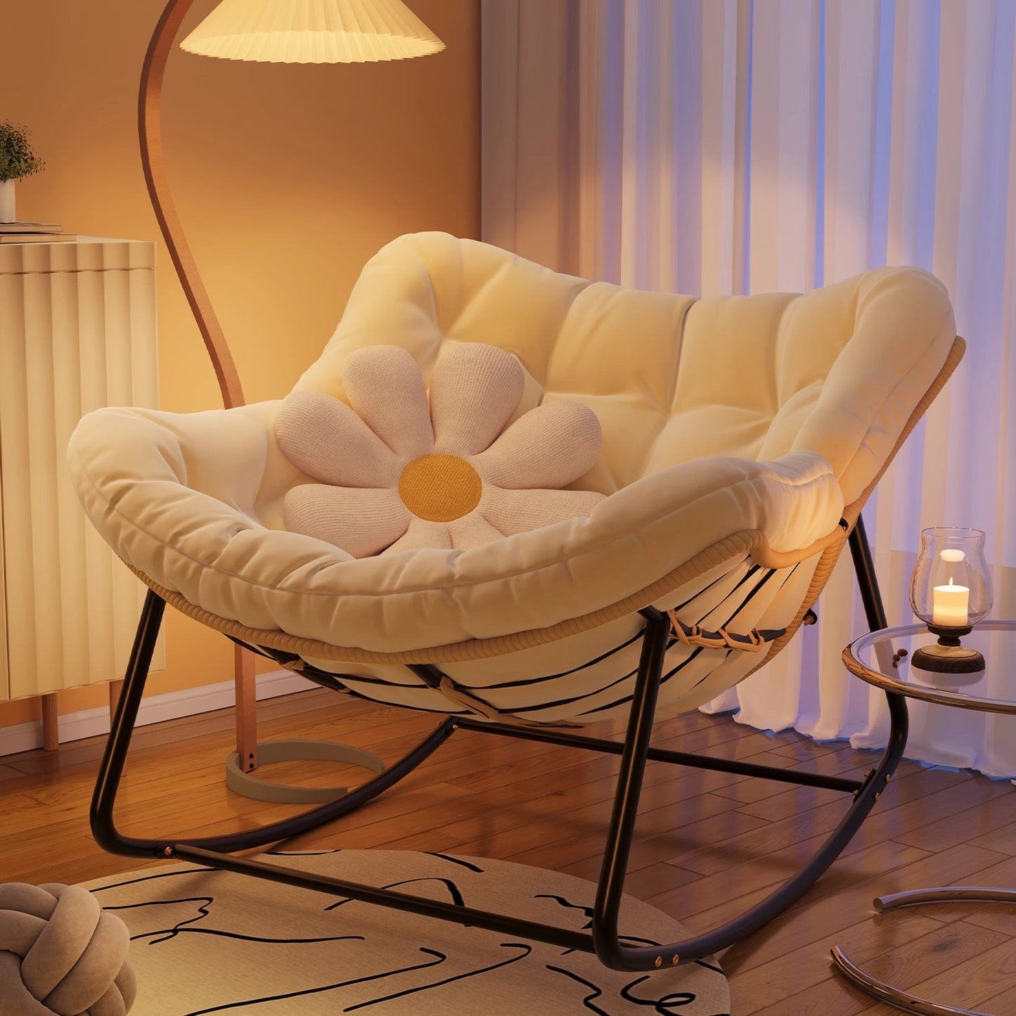White Tech Fabric Lazy Man Leisure Chair