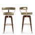 Milk Brown Swivel Bar Stool Faux Leather and Walnut Legs