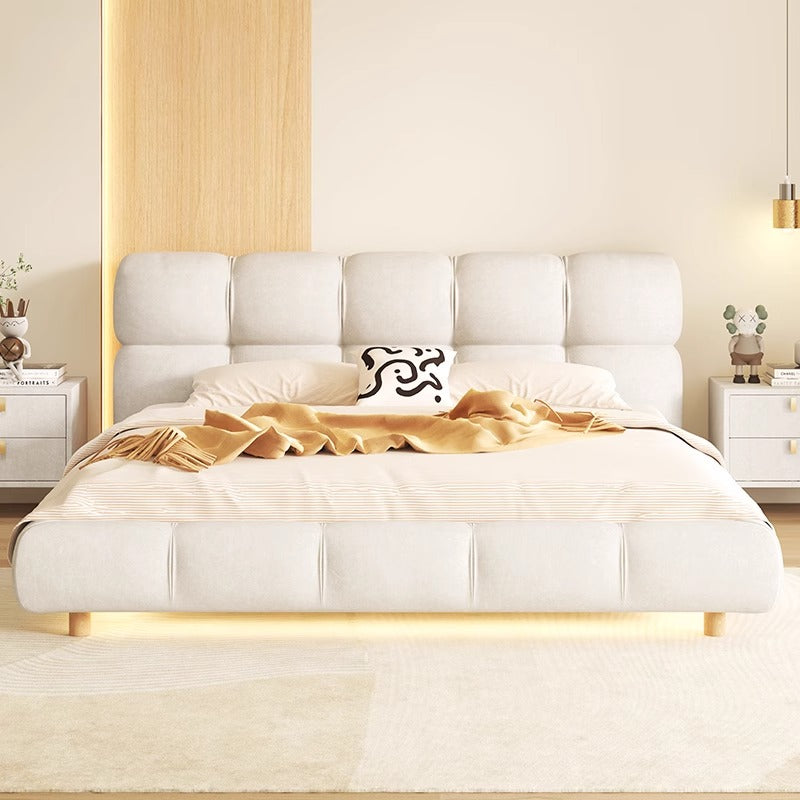 Off White/Solid Wood/Bed/4-Grid/153/183