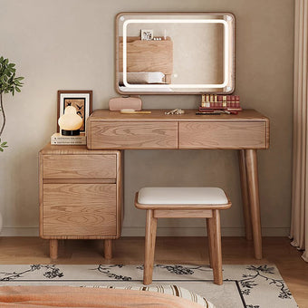Walnut Finish Solid Wood Dressing Table With Drawers