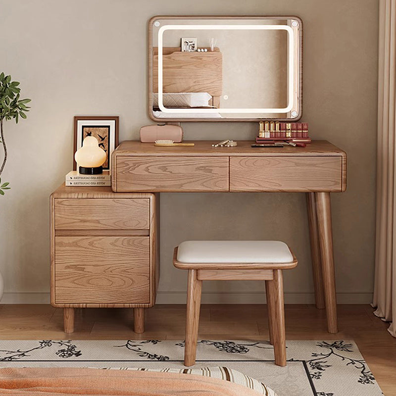 Walnut Finish Solid Wood Dressing Table With Drawers