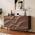 Pre Sale Walnut-Finish Solid Wood Sideboard with Water Ripple Texture