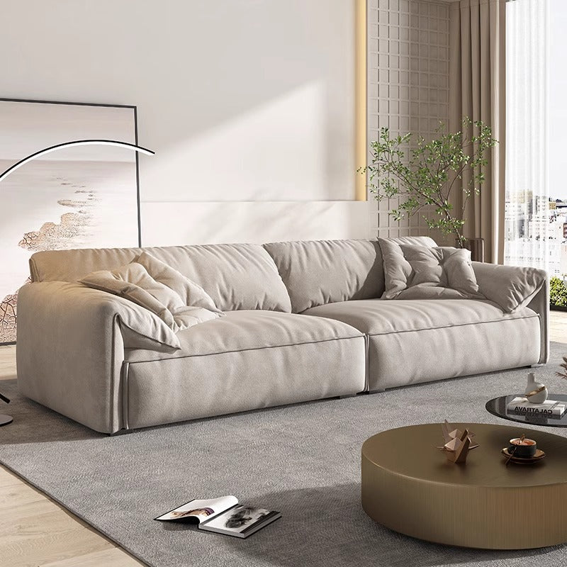 Light Beige Suede Fabric Elephant Ear Sofa
