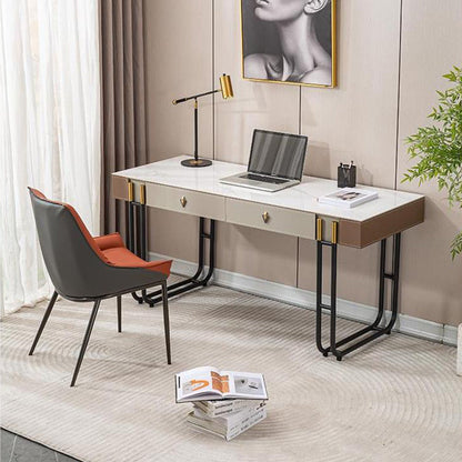 White Rock Board/Saddle Leather/Carbon Steel/Desk+Chair Two-Piece Set