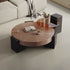 Walnut Grain Tripod Base Nesting Glass Coffee Table Set