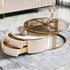 Pre Sale White Rock Top Coffee Table with Golden Glass Accents