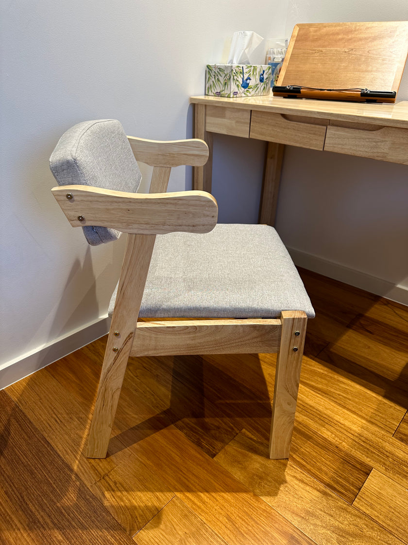 Grey/Solid Wood/Velvet Cushion/Cow Horn Chair
