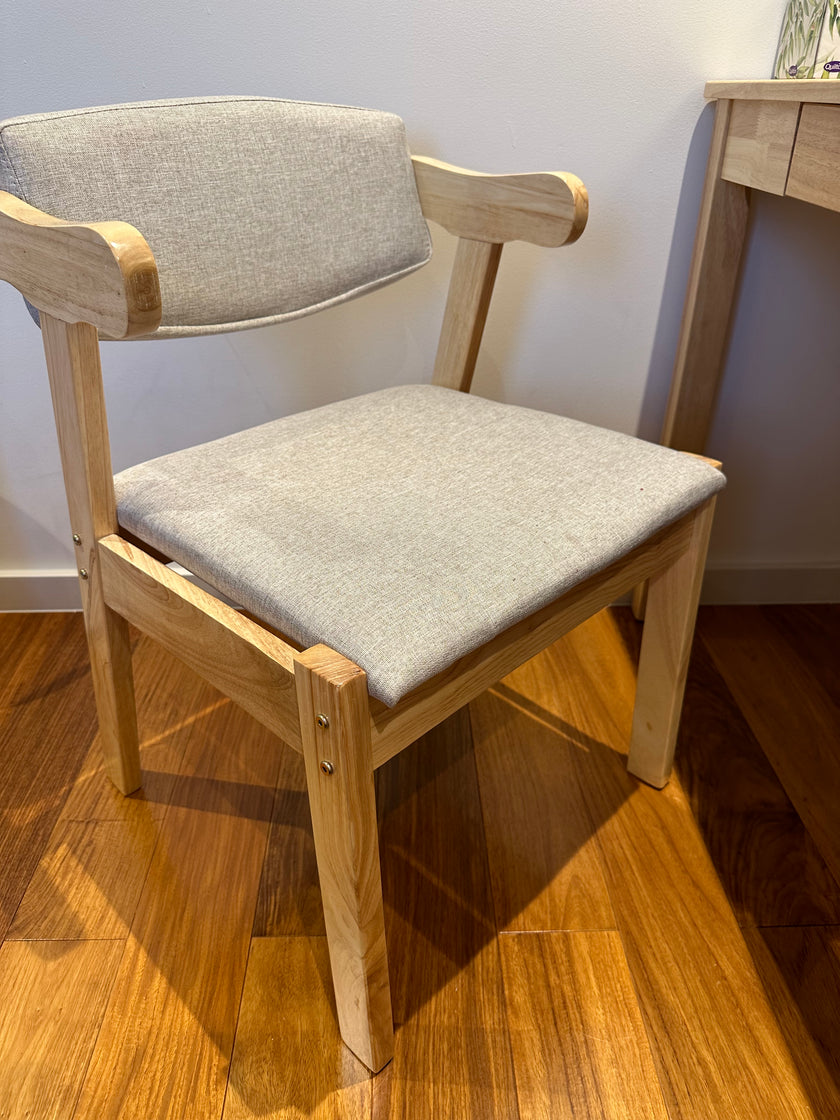 Grey/Solid Wood/Velvet Cushion/Cow Horn Chair