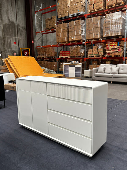 White Piano Stripe Sideboard