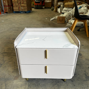 Light Khaki Diamond Grid Bedside Table