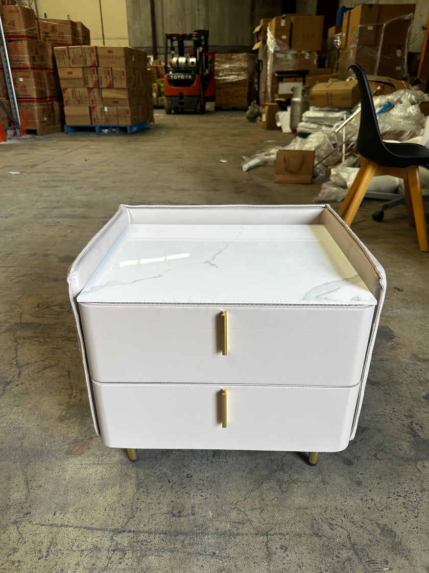 Light Khaki Diamond Grid Bedside Table