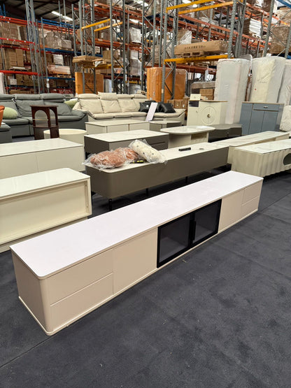 Cream White/Slate/Glass Door/TV Cabinet