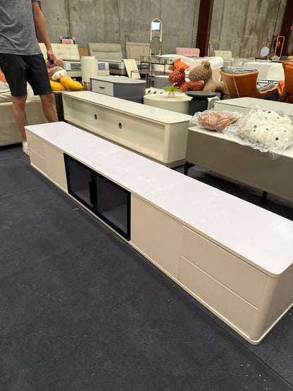 Cream White/Slate/Glass Door/TV Cabinet