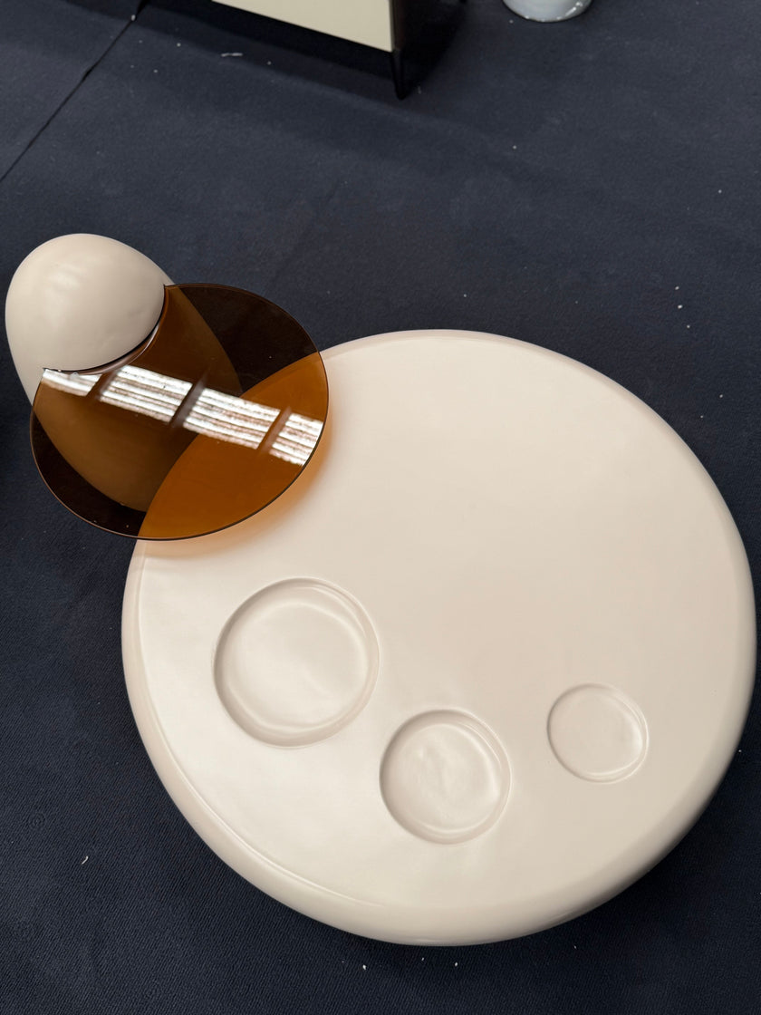 Cream White/Glass/Solid Wood/Large/Small Coffee Table