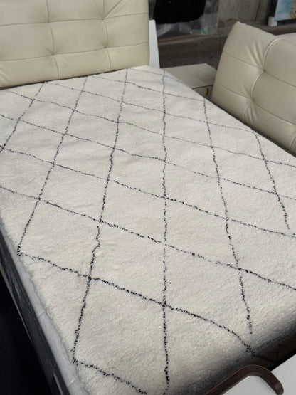Black White/Plaid/Imitation Cashmere/Cotton Carpet