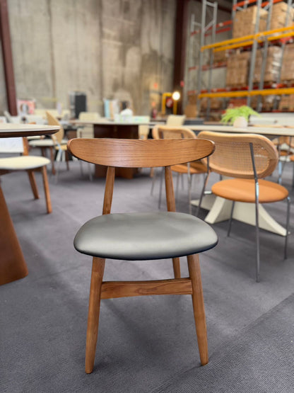 Walnut Black PU Cushion Hansen Chair