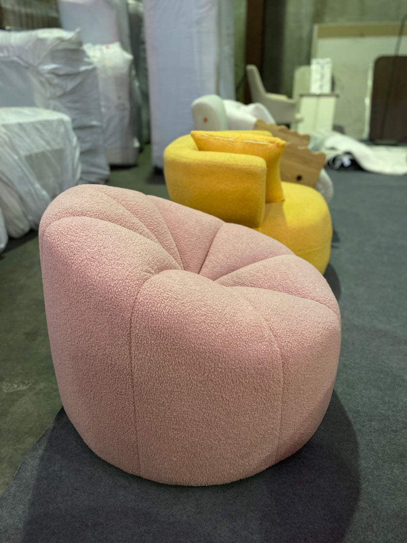 Small Casual Pumpkin Lounge Chair - Lamb Plush
