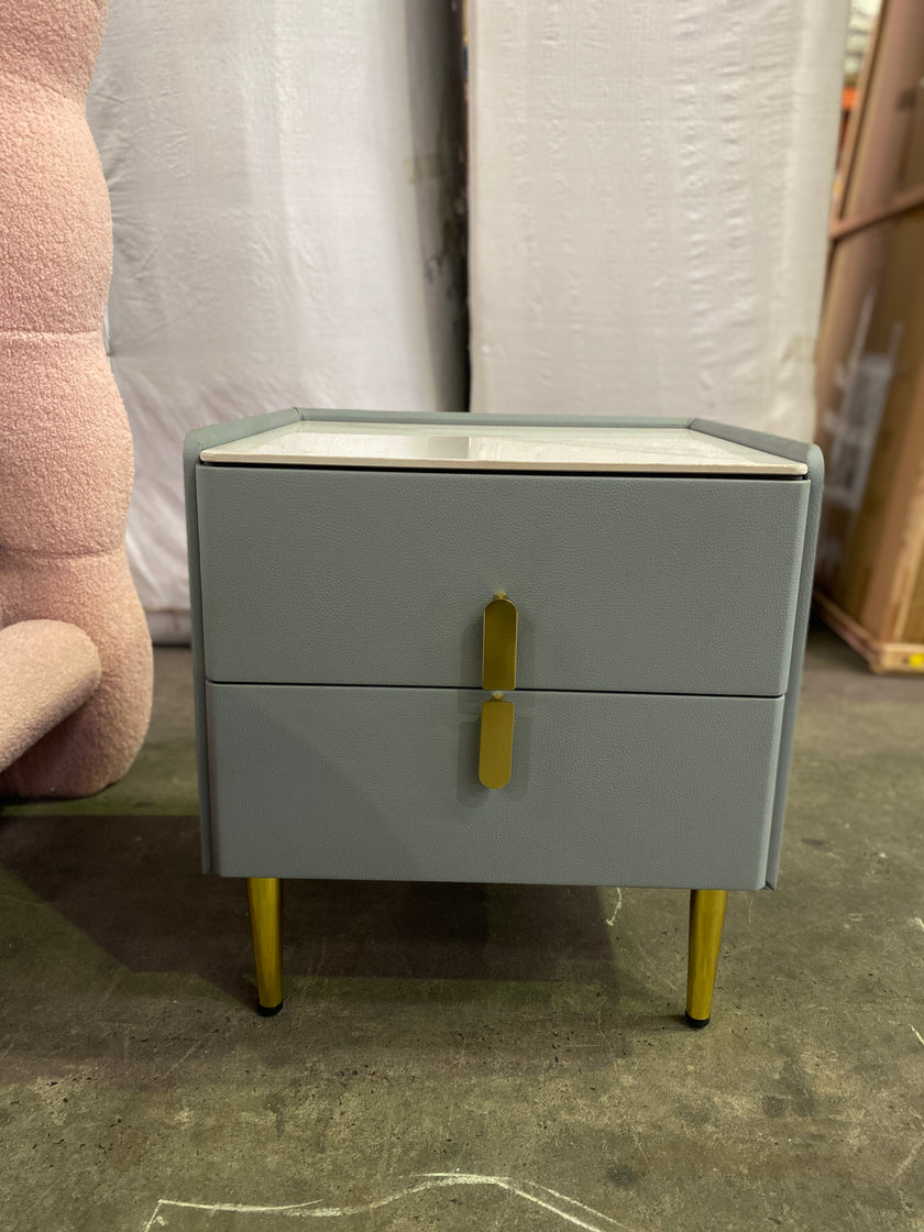 Blue Rock Board Bedside Table/Gray Cabinet