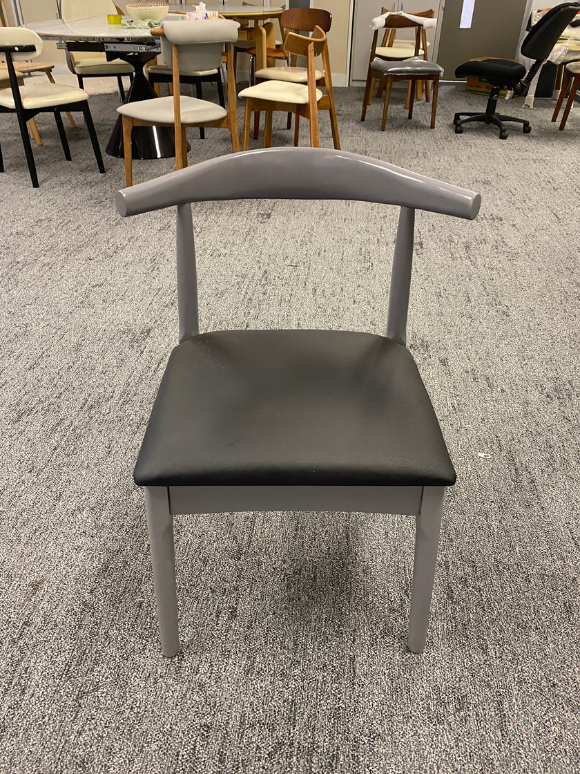 Grey Solid Wood/PU Cushion Horn Chair